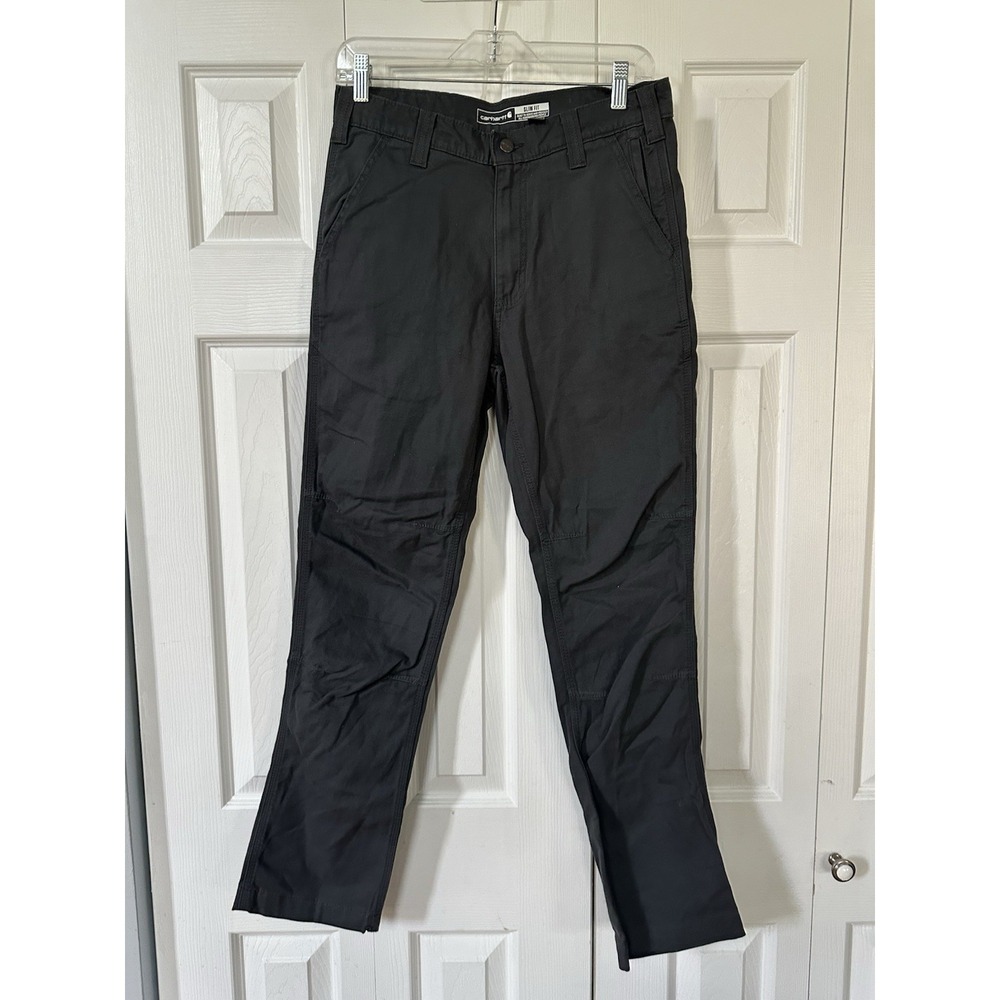NWT Carhartt Rugged Flex Men's Slim Fit Skinny Leg Gray Canvas Pants Size 30x30
